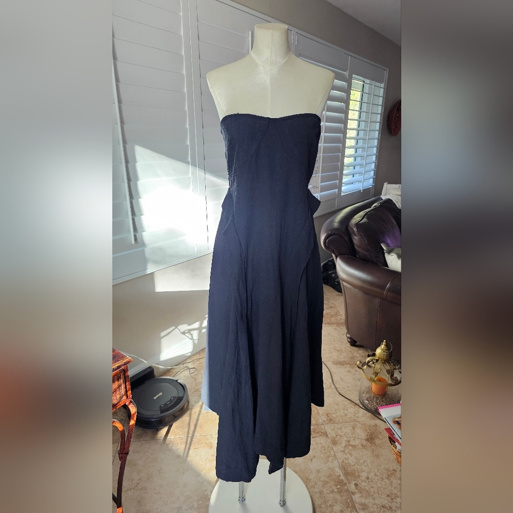 Free People Chic Black Strapless Midi Dress S